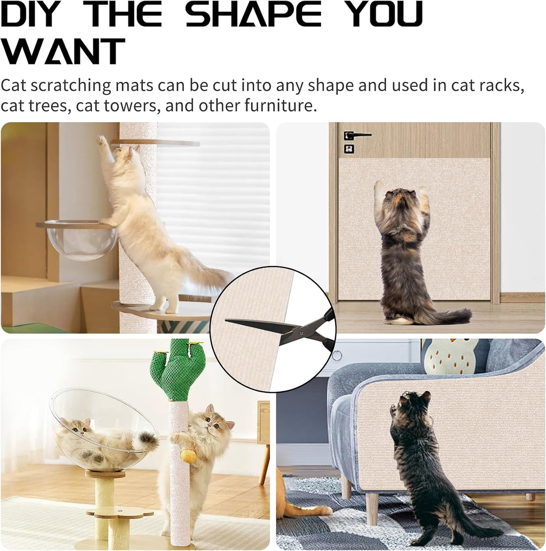 2 Pcs Self-Adhesive Cat Scratch Mat, Cat Scratch Furniture Protector