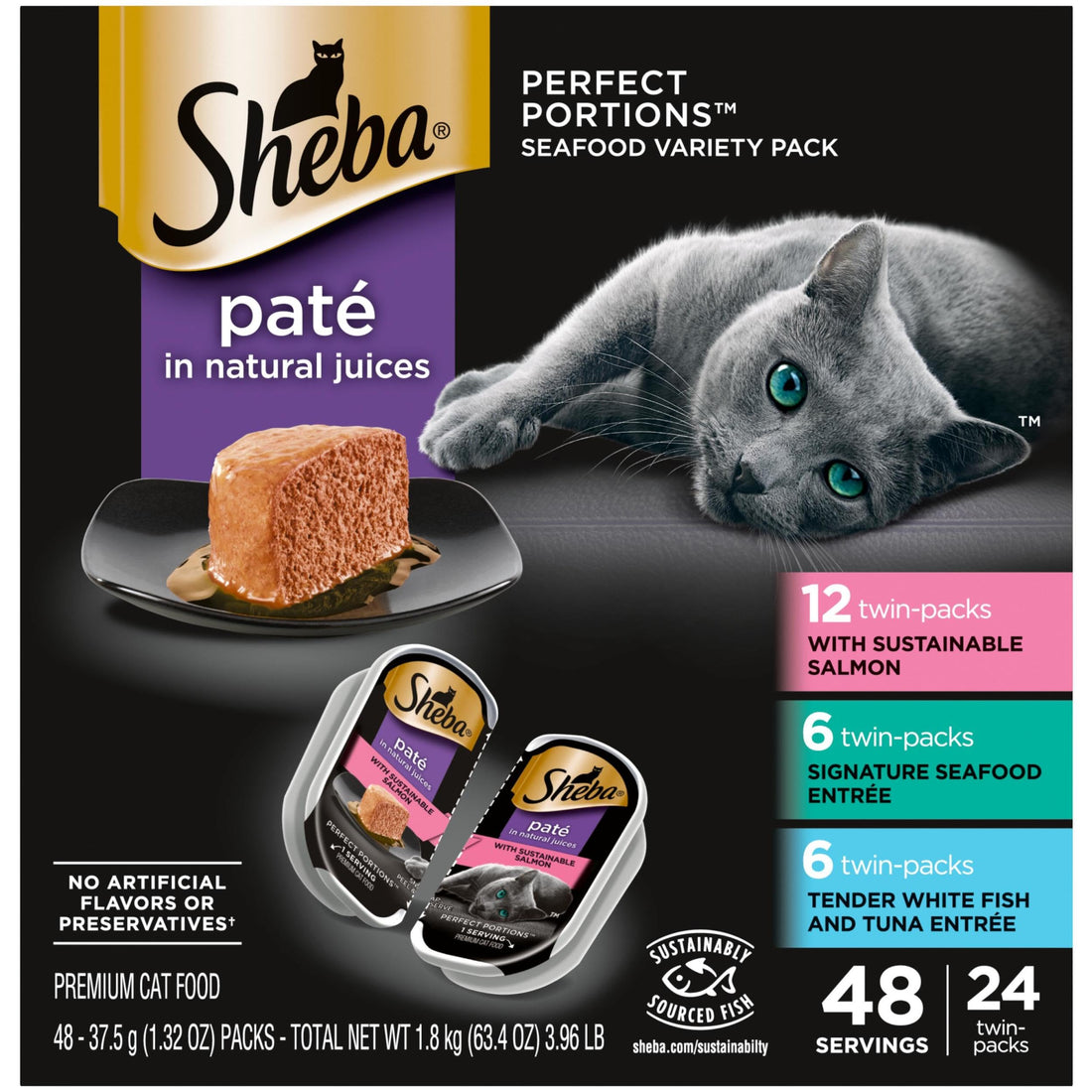 Sheba Perfect Portions Wet Cat Food Pate with Sustainable Salmon