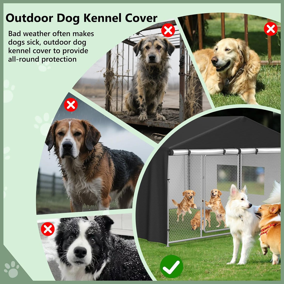 COSHNIBI Outdoor Dog Kennel Cover