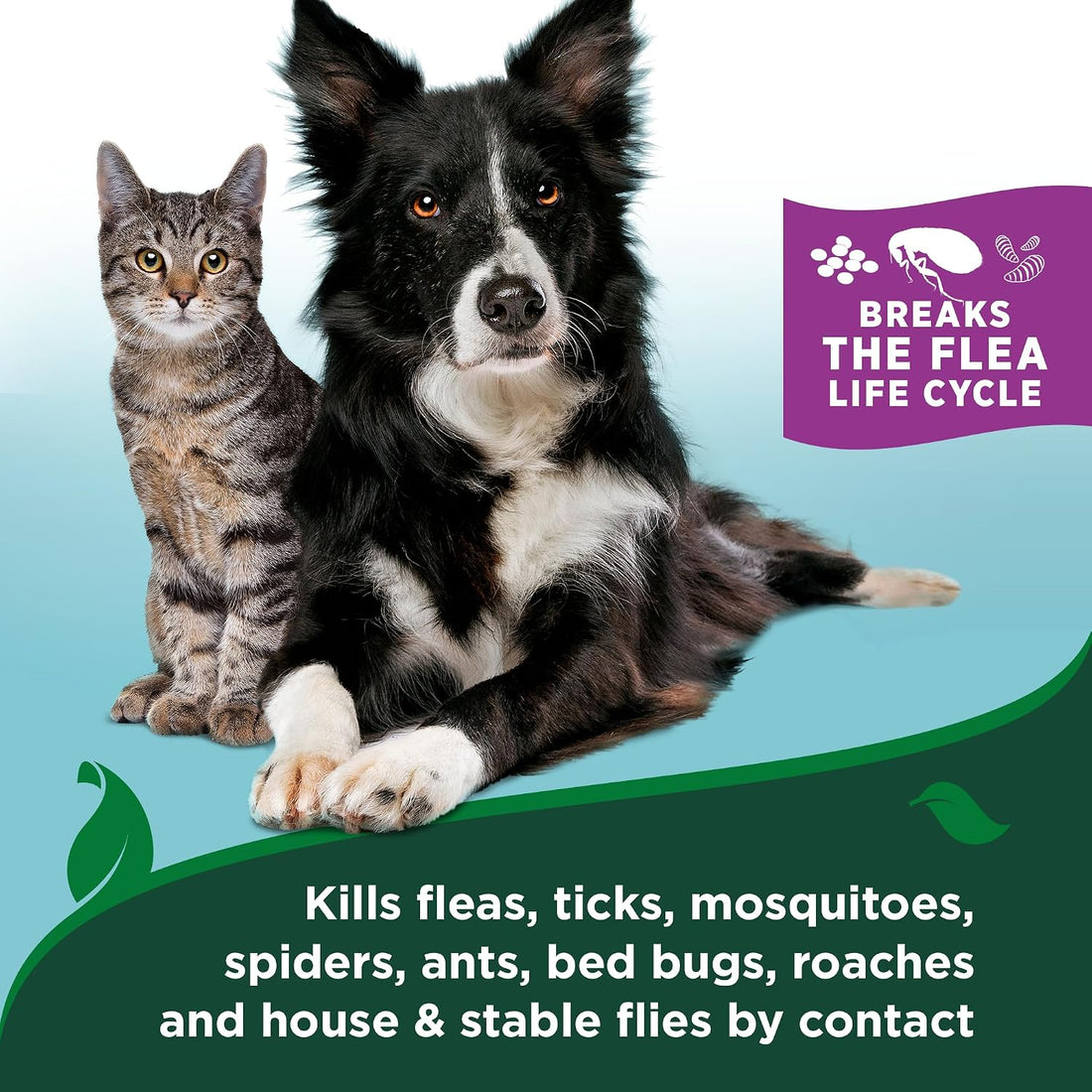 Vet's Best Cat Flea & Tick Spray 32 oz & Waterless Bath 5 oz Bundle