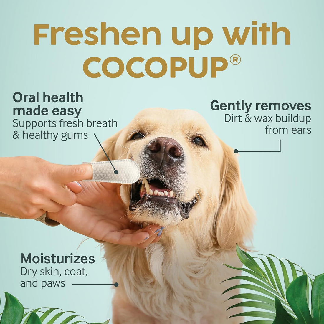 Cocopup Dog Teeth Cleaning Wipes | Pet Dental Finger Wipes