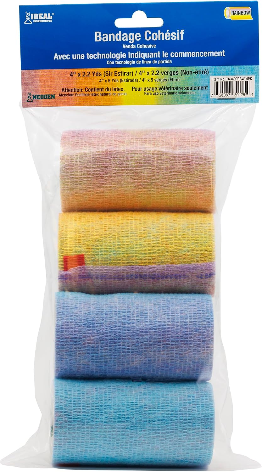 SyrFlex Cohesive Bandage 4” Rainbow 4pk
