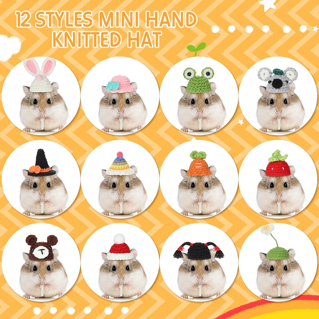 Silkfly 12 Pcs Mini Pet Hat, Crochet Hat for Small Animals, Fresh