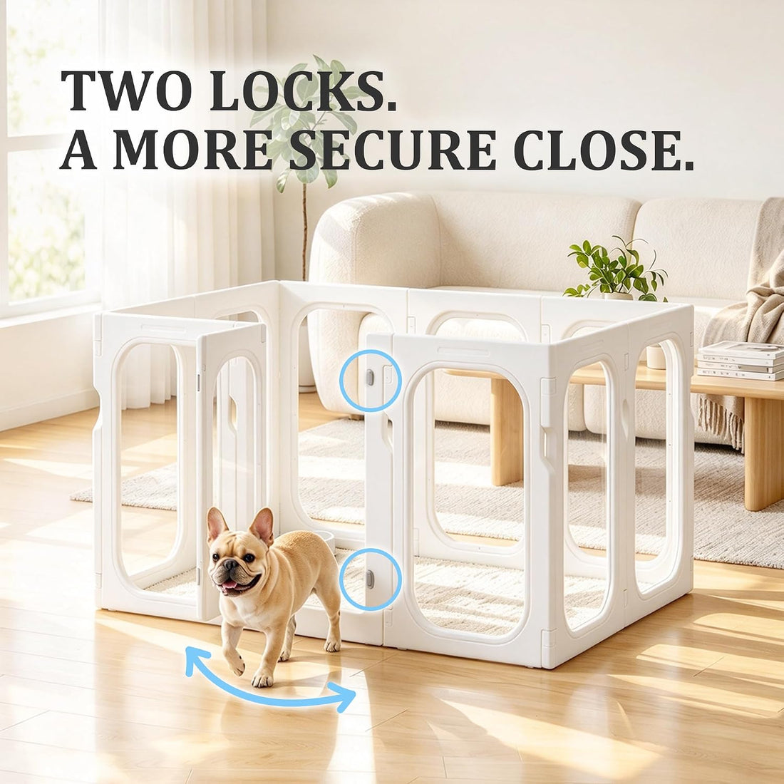 26" H Clear Acrylic Indoor Dog Playpen for Puppies, 10-Panel