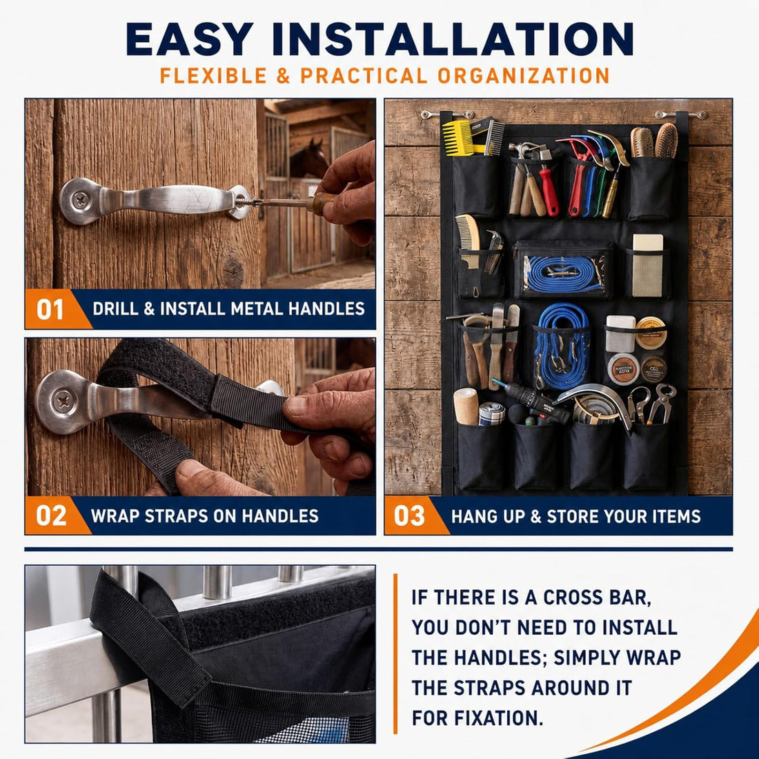Abbylike Horse Trailer Organizer & Grooming Bag, Door Caddy