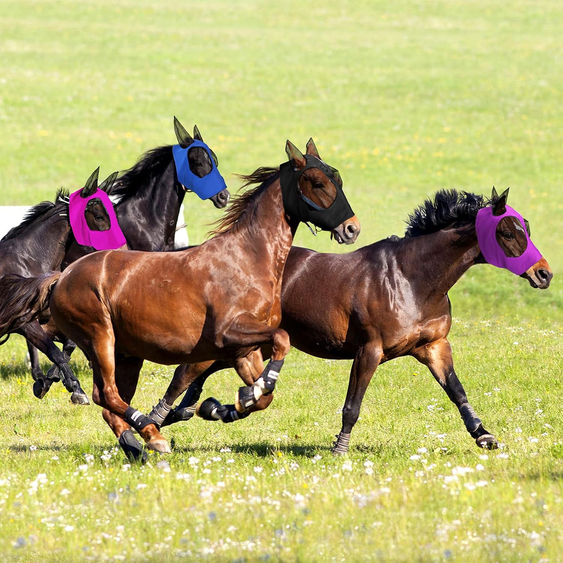Frienda 4 Pcs Horse Fly Mask with Ear