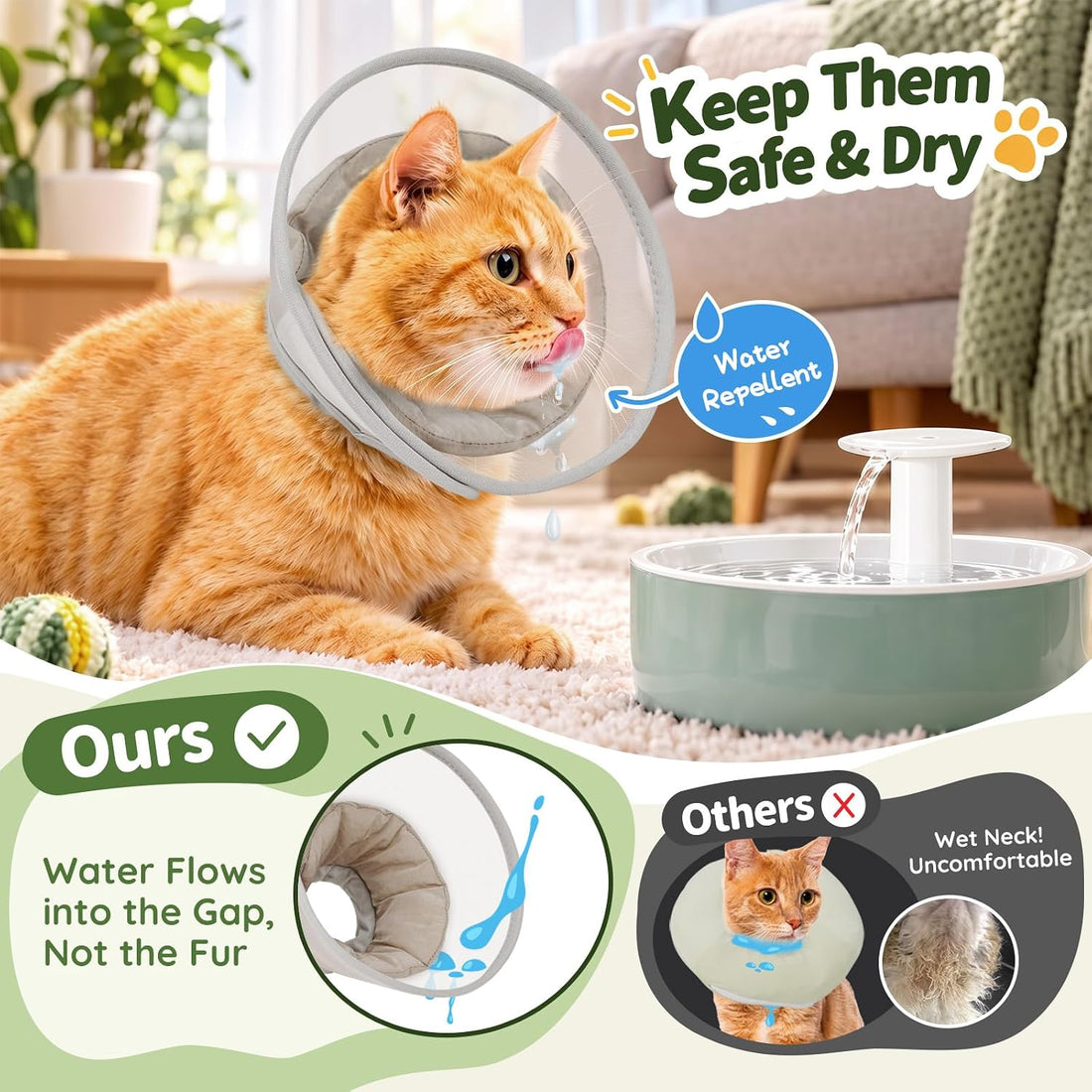 Soft Cat Cone Collar with Padding to Stop Licking After Surgery