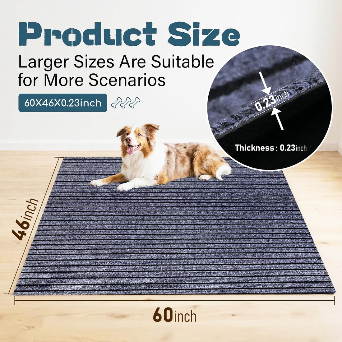 46"X 60" X 0.2'' Waterproof Mat for Under Dog Crate