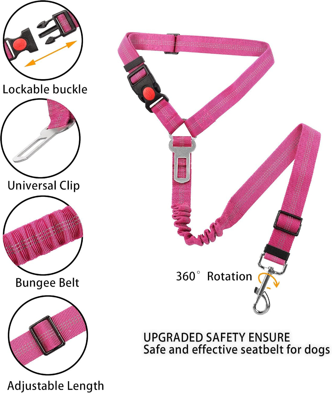 YAOHDAO Dog Seat Belt Harness for Car