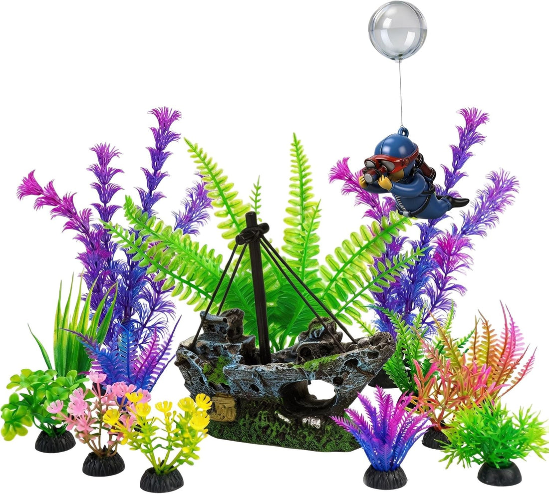 Ameliade Fish Tank Decorations & Aquarium Plastic Plants Accessories