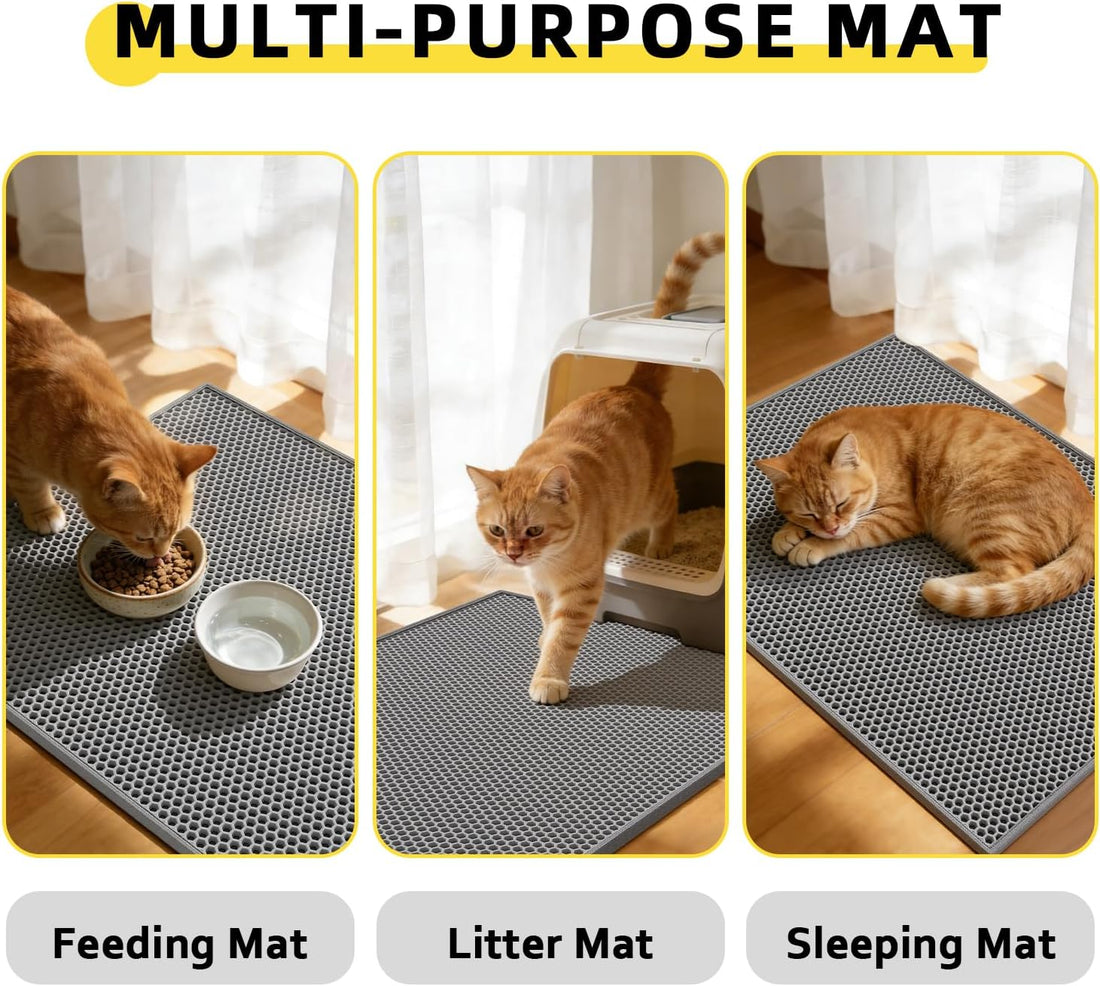 Kaxionage Cat Litter Mat, 30"X24" Large Double Layer Litter Trapping