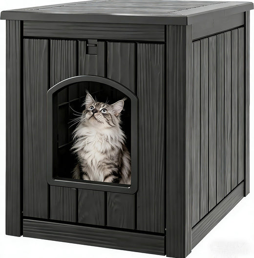 WTFGO Cat Litter Box Enclosure, Plastic Outdoor Cat House Weatherproof