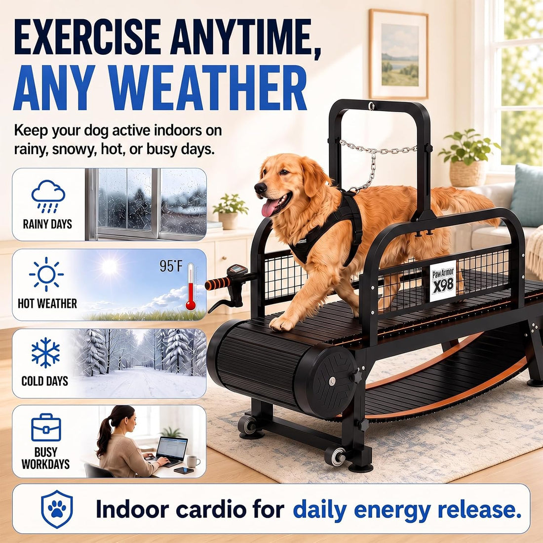 Curved Dog Treadmill with Silicone Slats and Disc Brakes