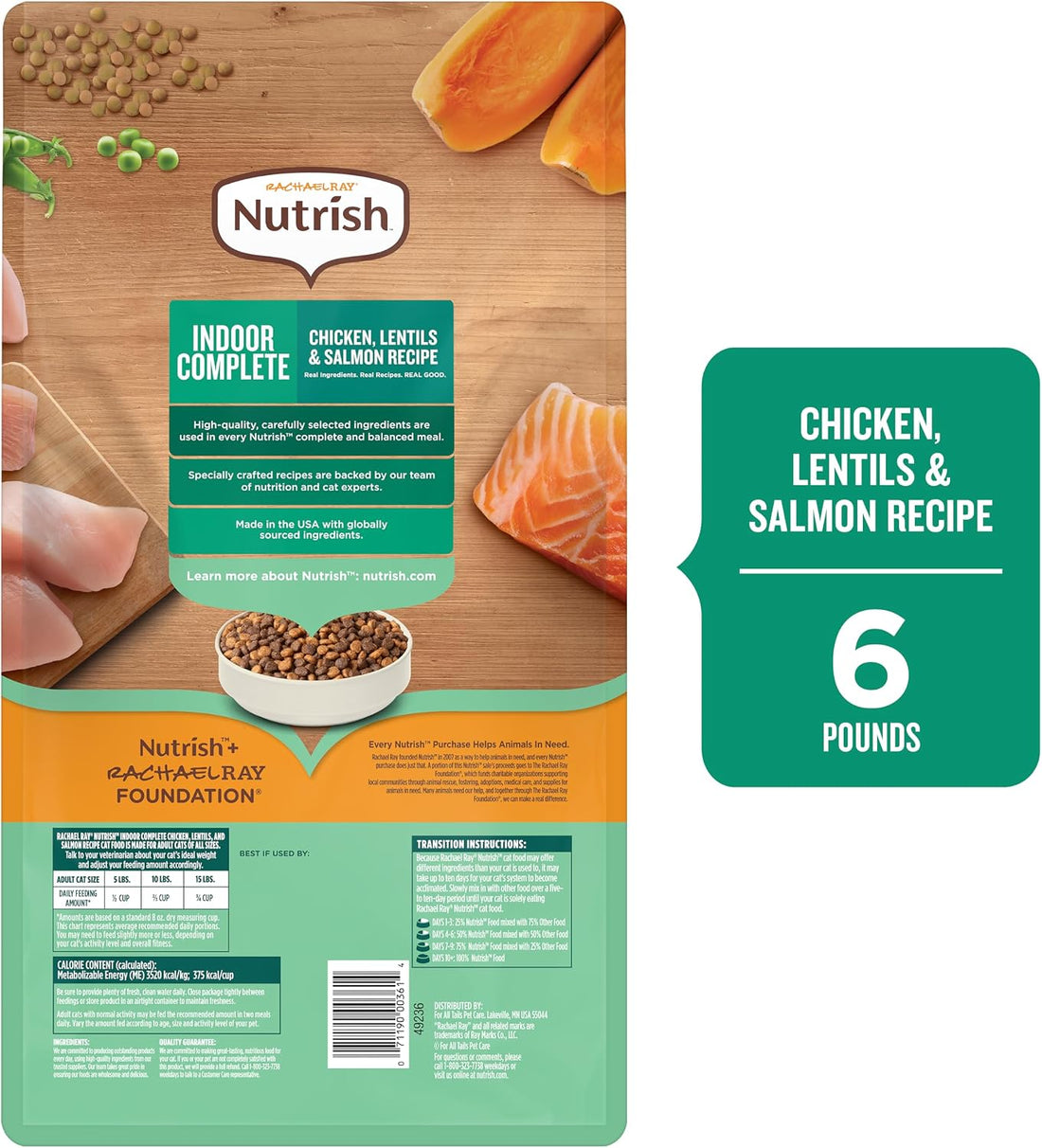 Nutrish Indoor Complete Chicken, Lentils & Salmon Recipe Dry Cat Food