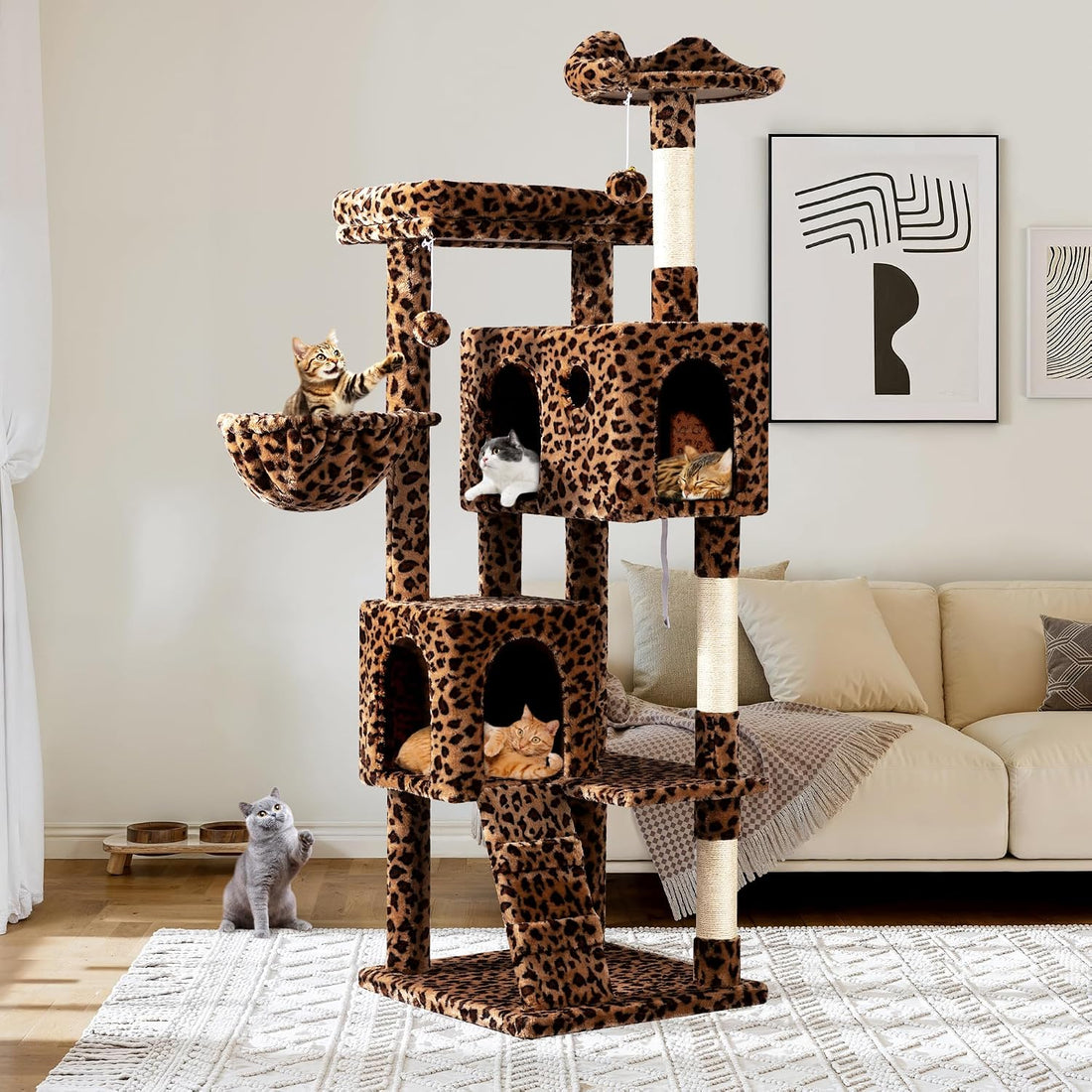 Allewie 64 Inches Cat Tree Tower/Multi-Level Activity Center