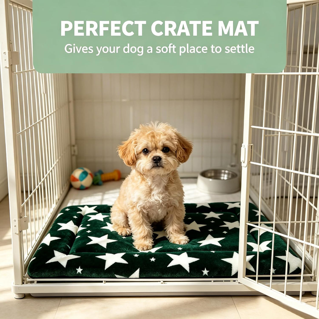 Dog Bed Mat,Reversible & Ultra Soft Kennel Pad-Machine Washable Pet