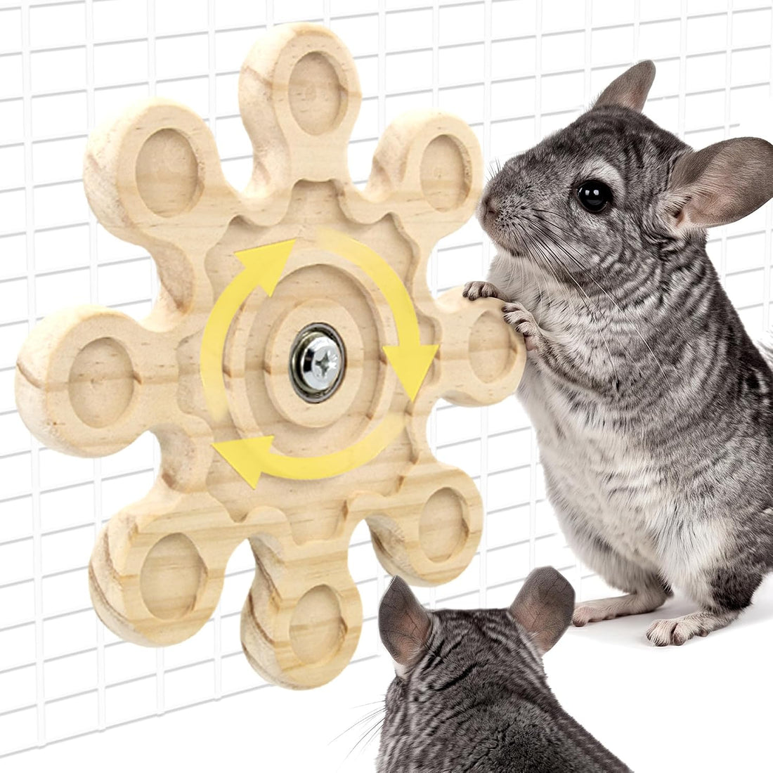 Rotating Chinchilla Chew Toys for Teeth, Kiln-Dried Wood Enrichment
