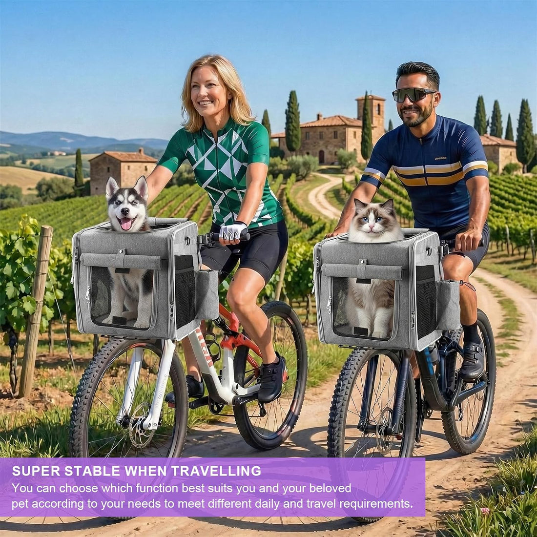 Pet Bike Basket with Secure Mounting Bracket for Small Dogs