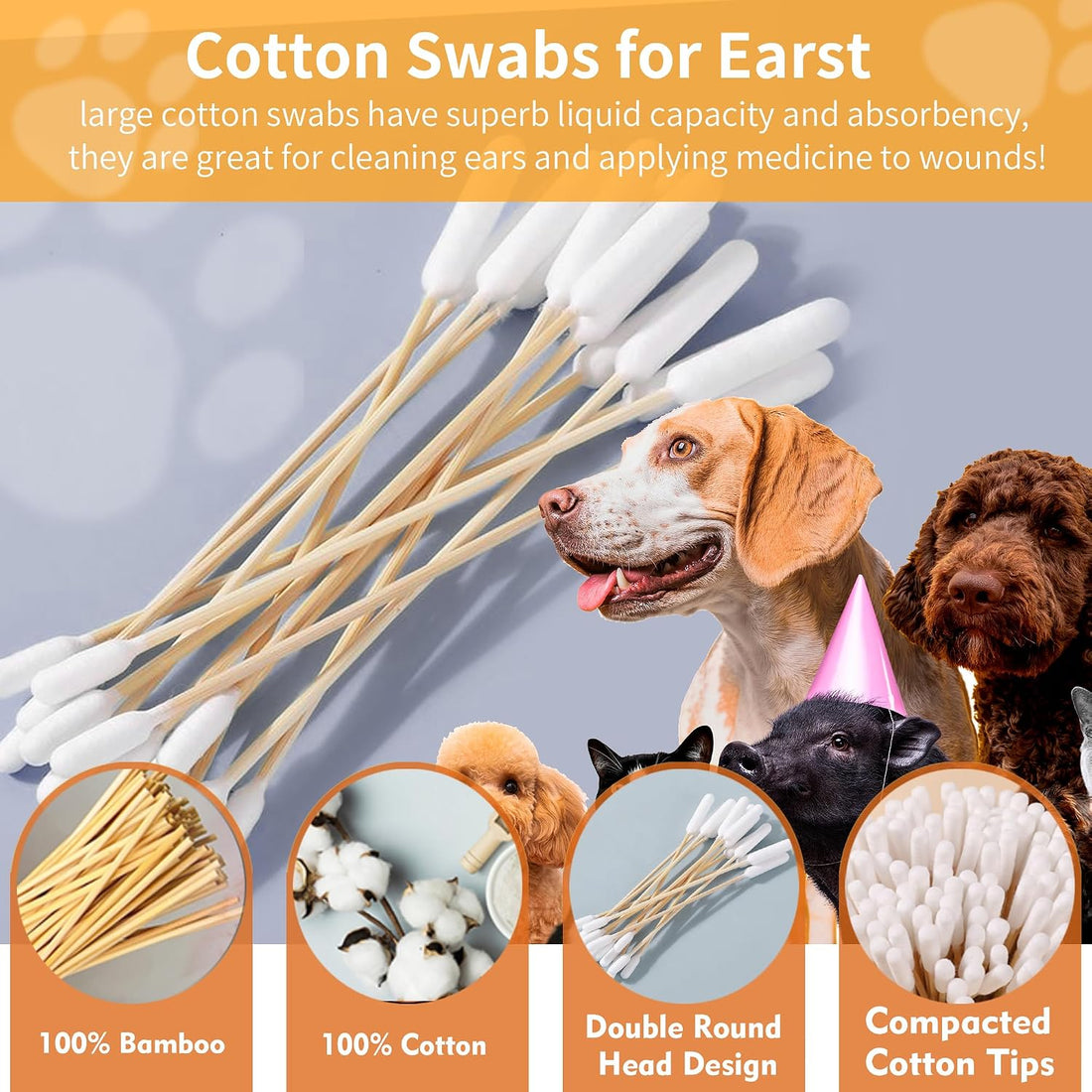 300 PCS 6 Inch Long Cotton Swabs in Box