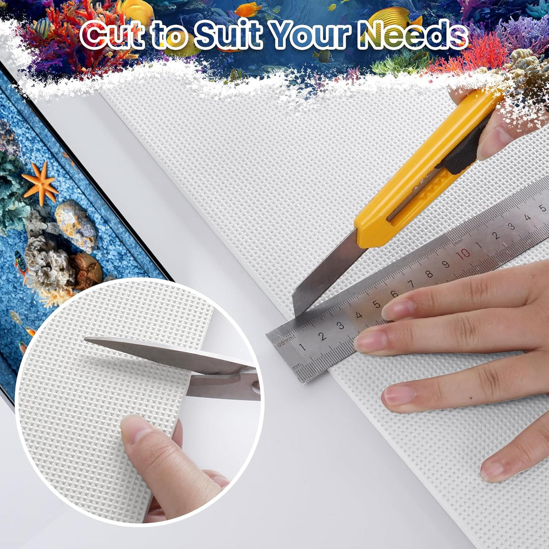 12 x 24 Inch Fish Tank Pad, 6mm Aquarium Leveling Mat, White
