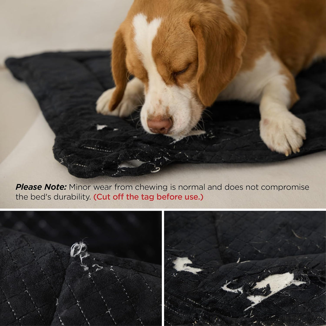 Bedsure Chew Proof Dog Bed for Large Dogs, 35x22 Inch, Black