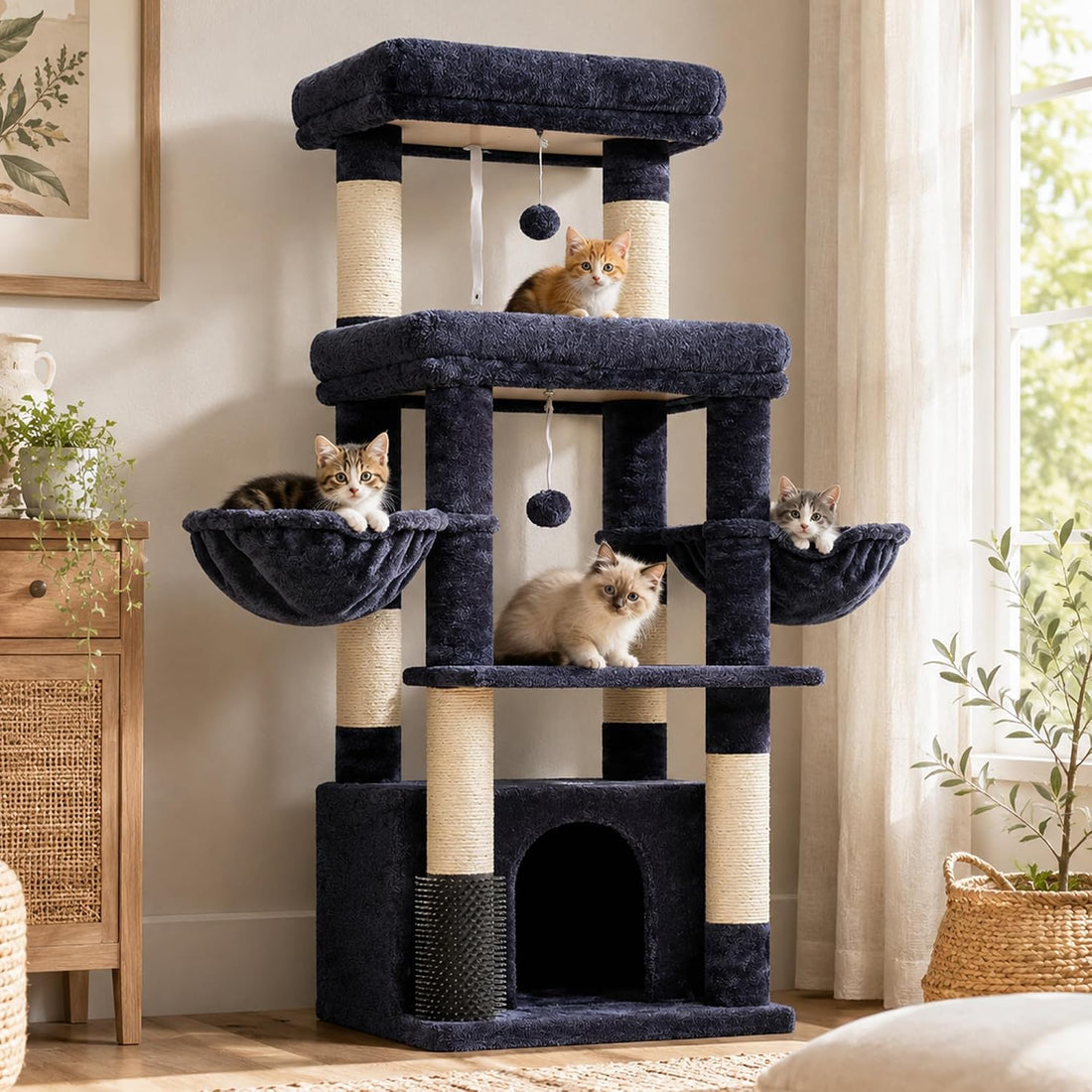 Hey-brother Cat Tree Tower with Extra Large Platform, Big Condo