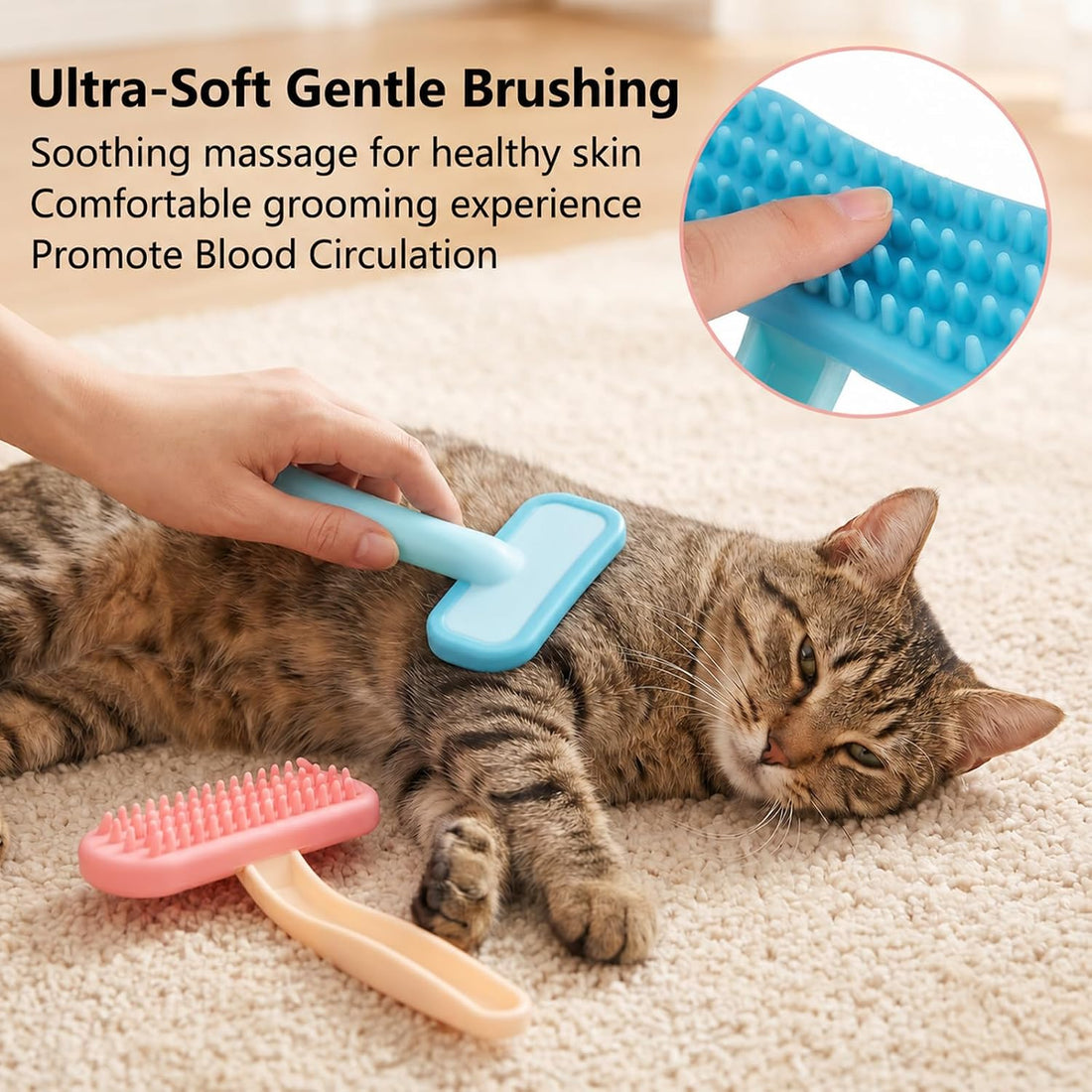 2Pcs Silicone Cat for Brush Grooming Soft Bunny and Chinchilla Brush