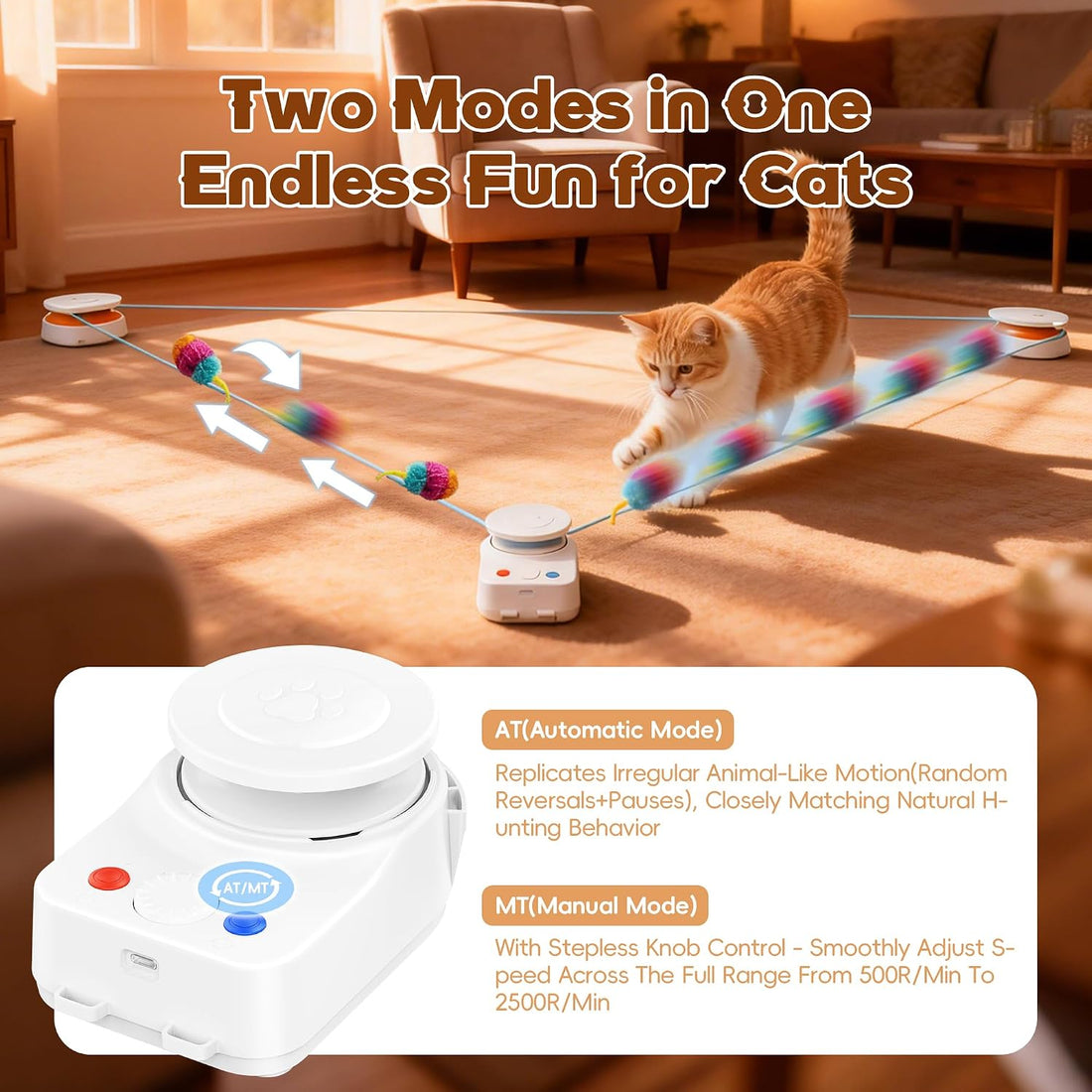 Interactive Cat Toy for Indoor Cat,Automatic Treadmill for Exercise