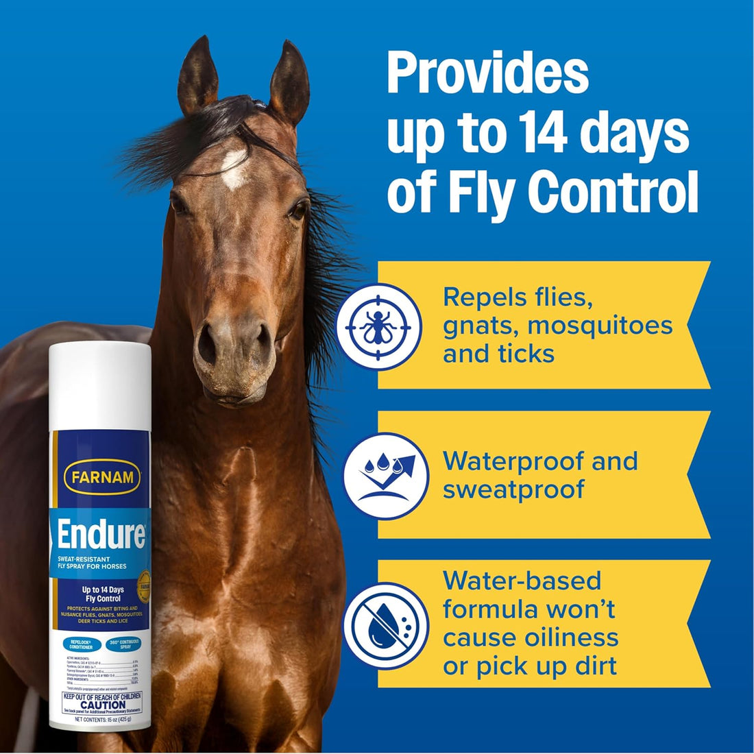 Farnam Endure Fly Spray for Horses, Long-Lasting Fly Repellent