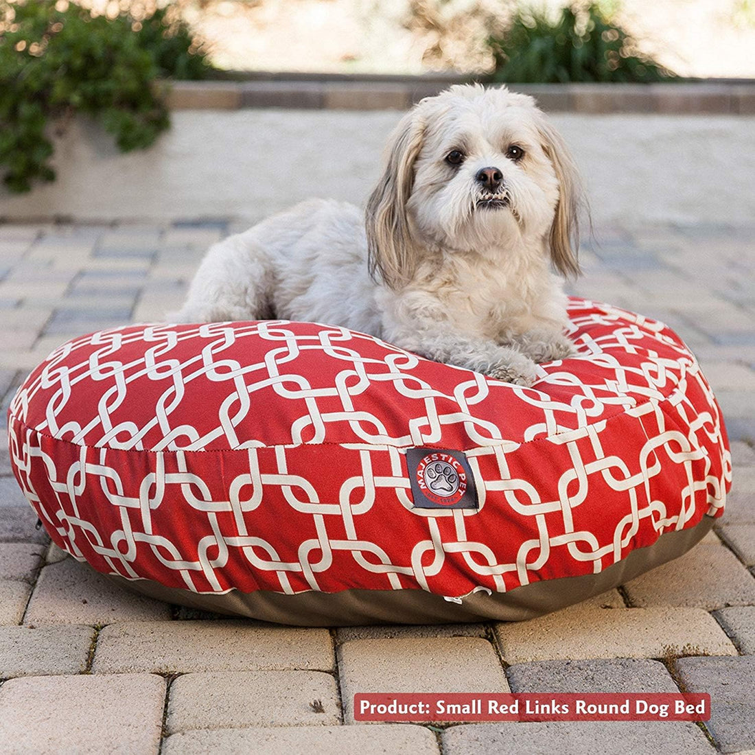 Yellow Links Large Round Indoor Outdoor Pet Dog Bed With Removable