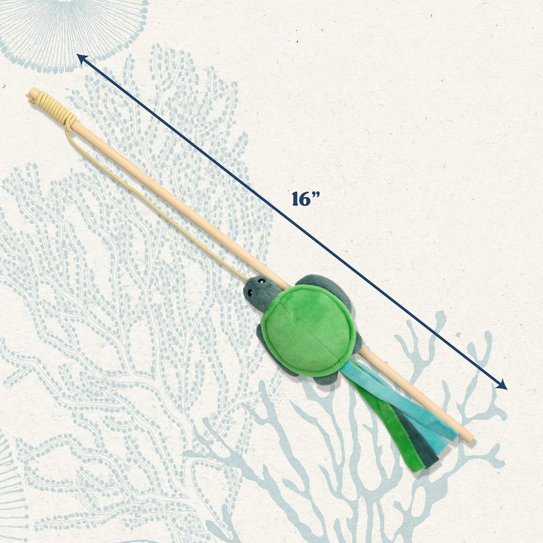 GRRREEN Cat Toys | Plush Turtle Teaser Cat Wand Toy