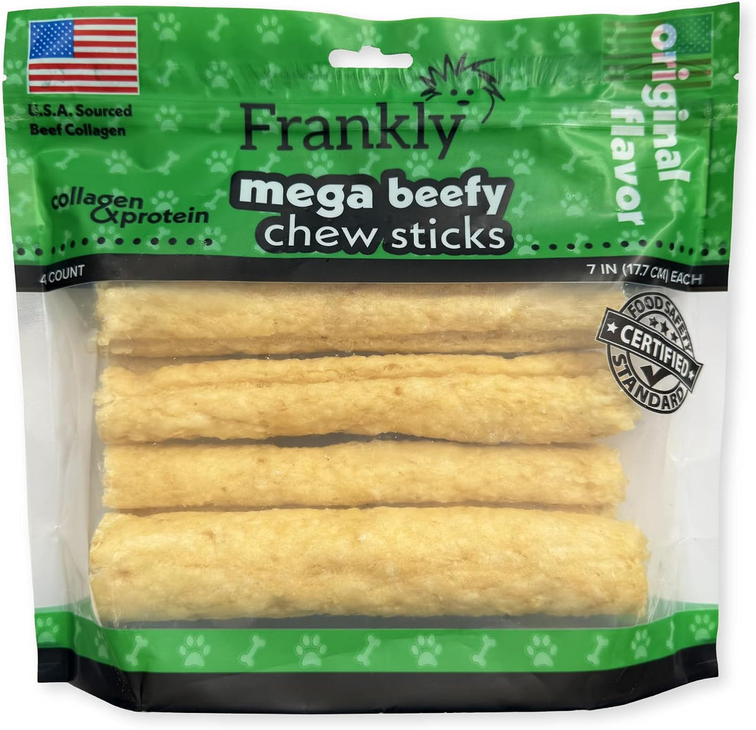 Frankly Pet Original Bacon Flavored Mega Beefy Chew Sticks for Dogs