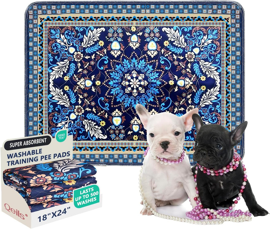 Qeils Washable Pee Pads, Super Absorbent Puppy Pads, 2 Pack 18"x24"
