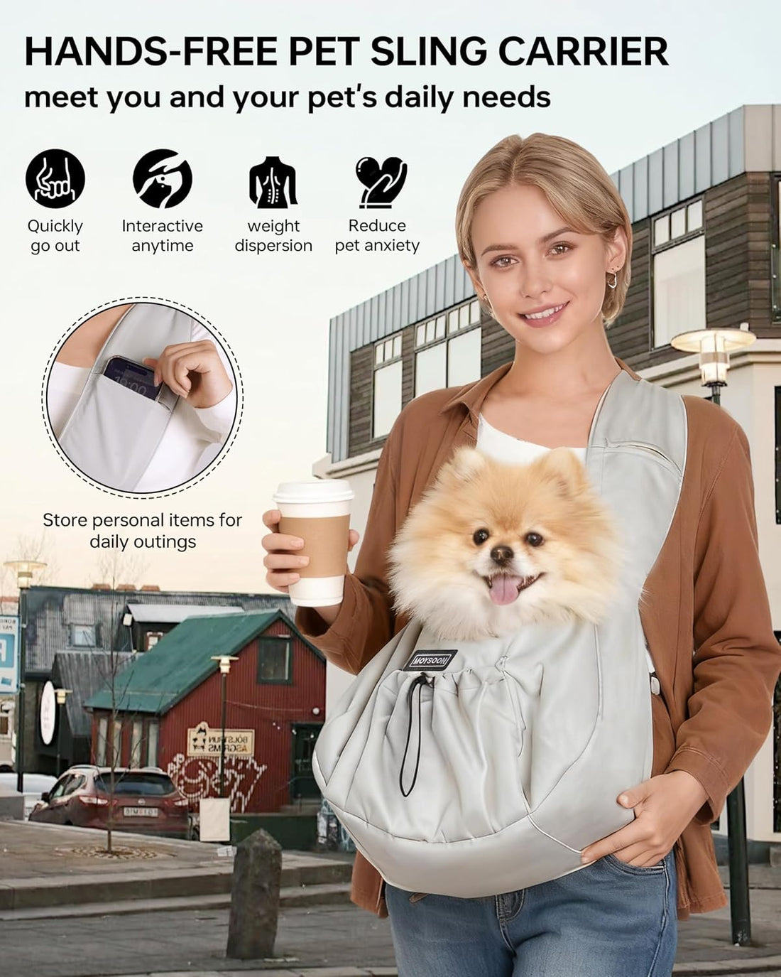 Puppy Sling Carrier for Small Dog 7-15 lbs.