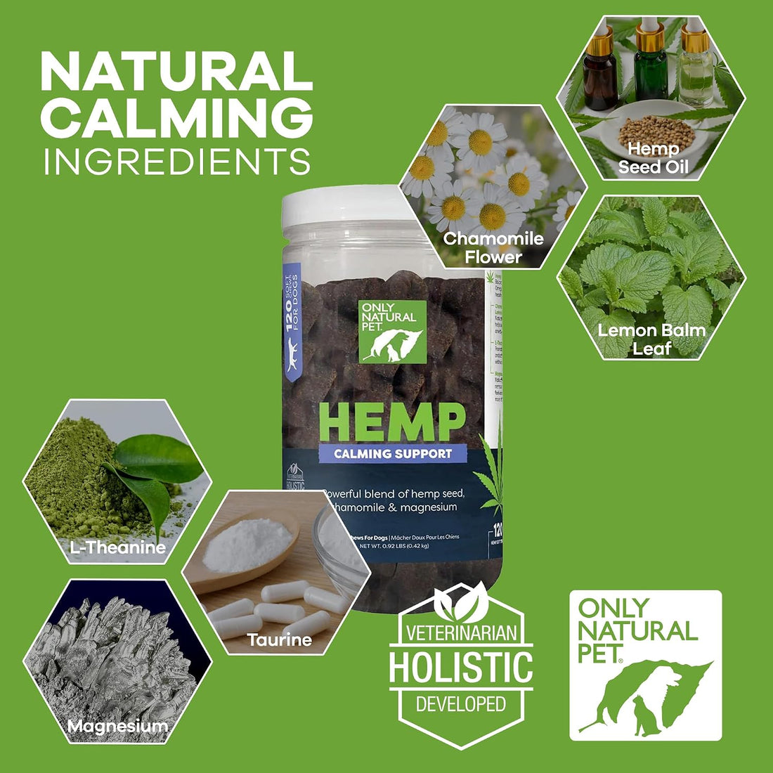 Only Natural Pet Hemp Calming Support Soft Chews for Dogs, 120 Count