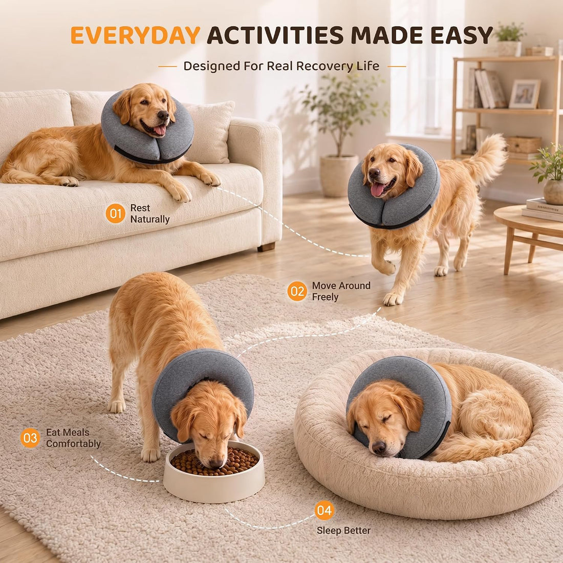 MIDOG Inflatable Dog Cone After Surgery, Donut Collar for X-Large Dogs