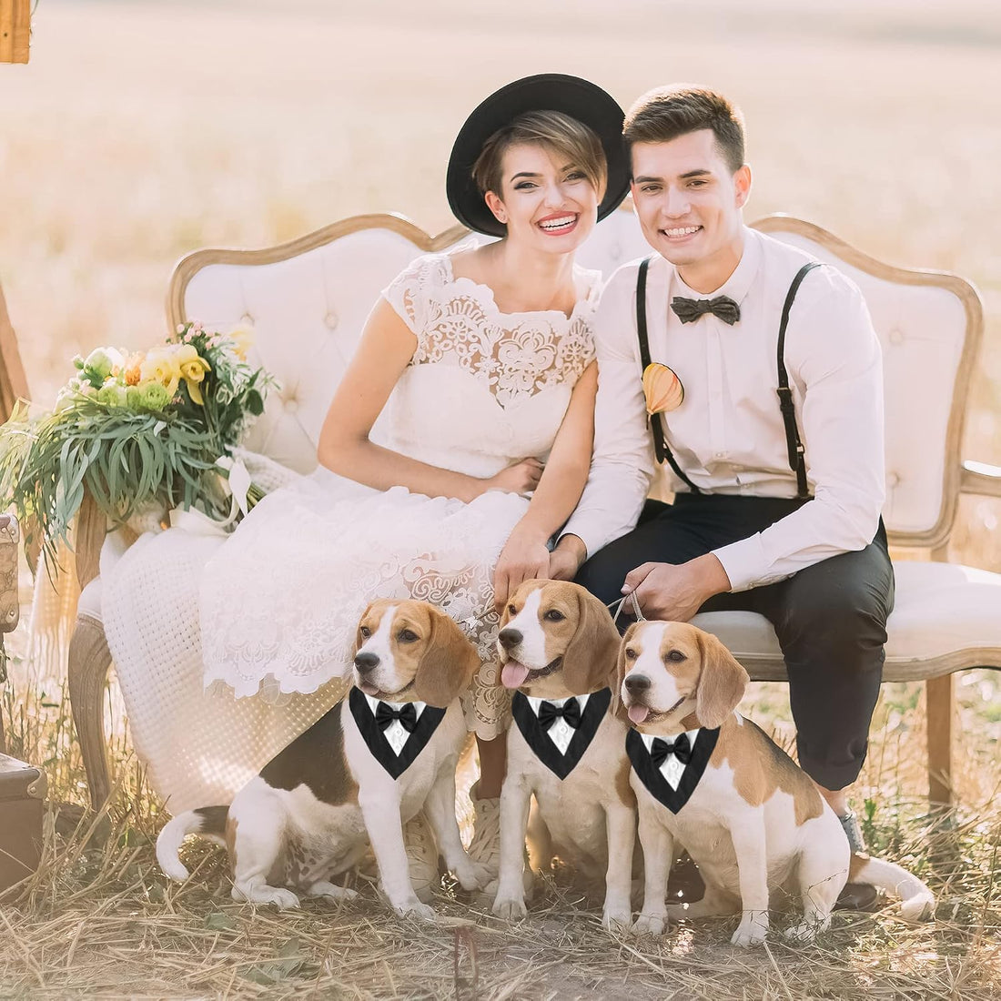 ADOGGYGO Formal Dog Tuxedo, Wedding Dog Bandana Collar with Bowtie