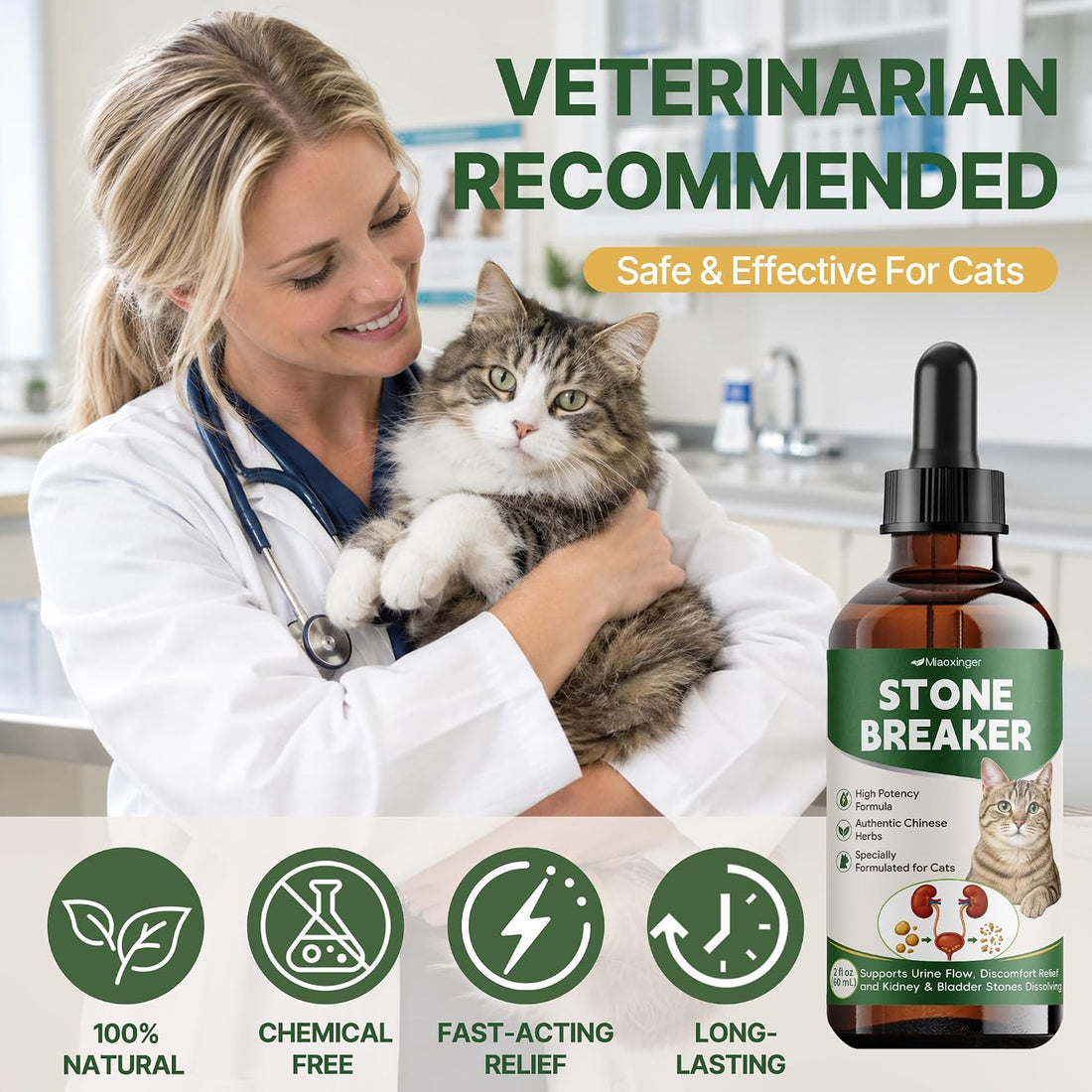 Kidney & Bladder Stones Dissolver for Cats– Traditional Herbal UTI