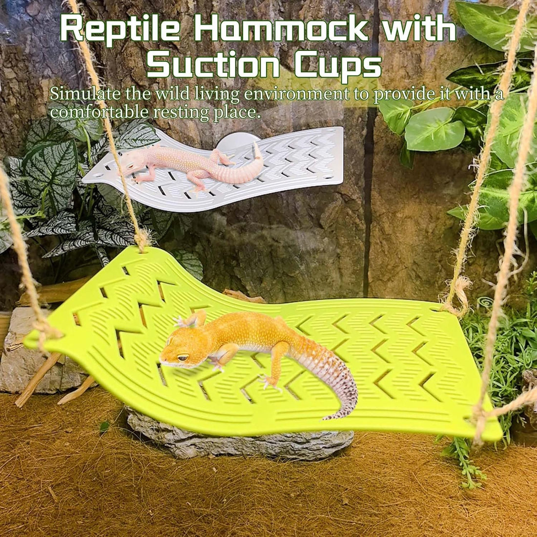 2PCS Reptile Hammock Basking Platform,Turtle Dock with Suction Cups