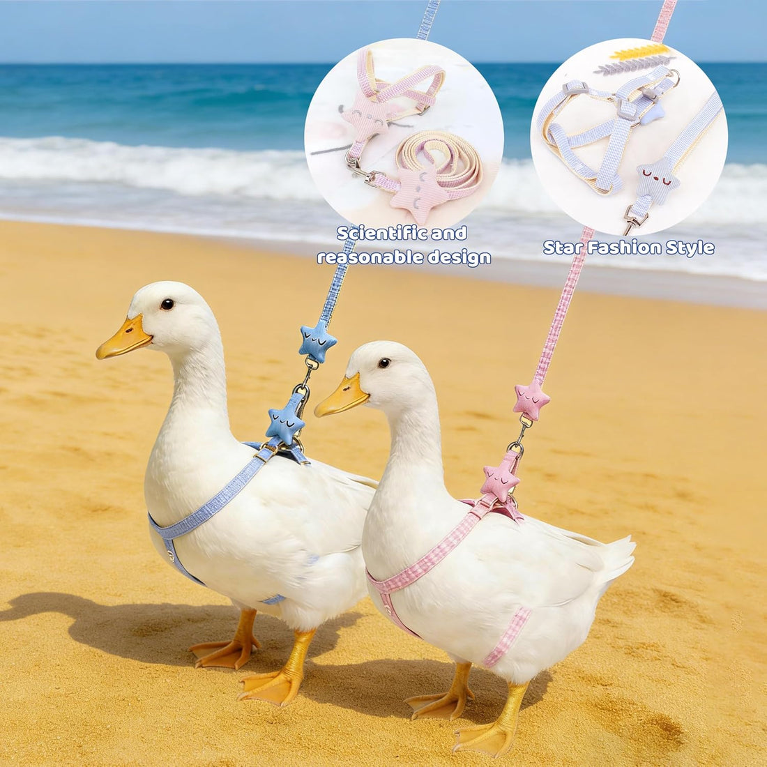 2Pcs Adjustable Chicken Harness and Leash Set, Duck Harness, Blue
