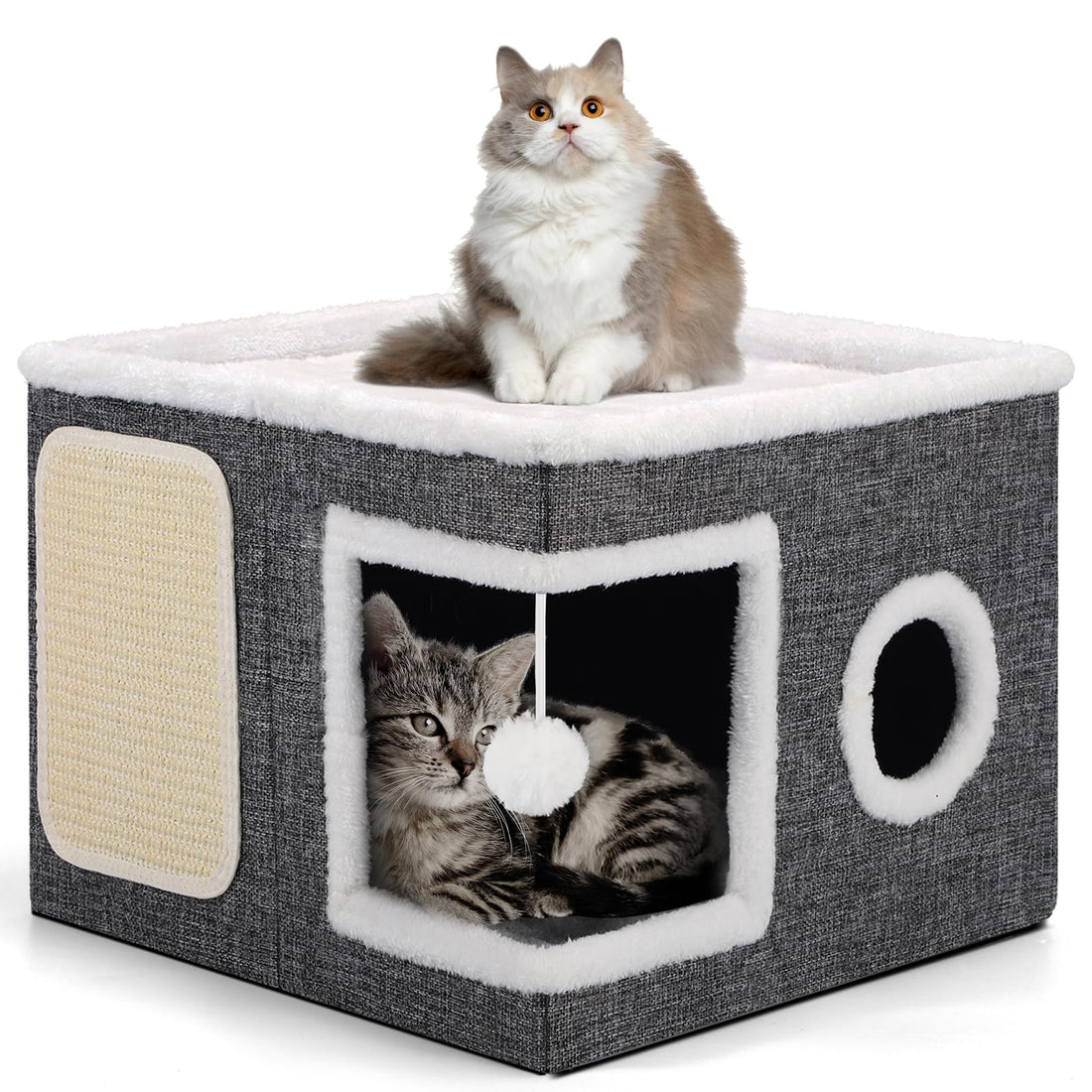 Shikha Cat Beds for Indoor Cats, Large Cat Cave with Cozy Condo
