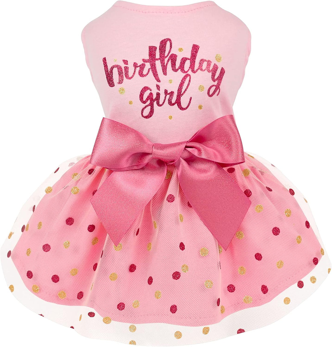 Fitwarm Birthday Girl Dog Tulle Dress, Dog Clothes for Small Dogs Girl