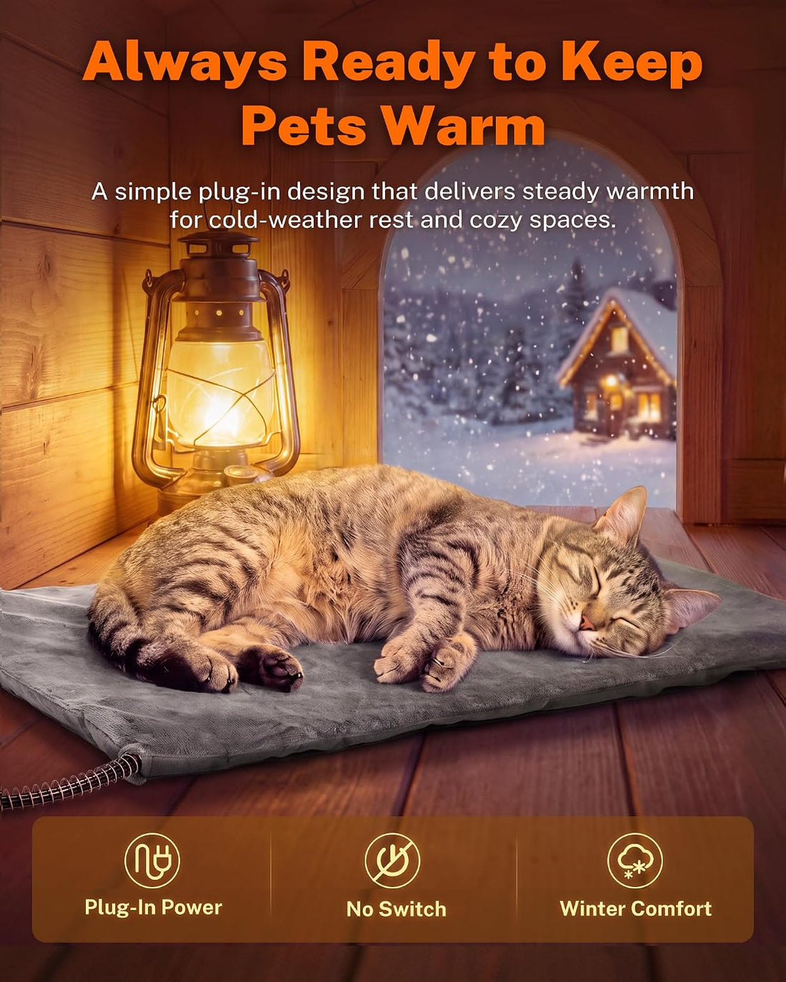 Toozey Outdoor Pet Heating Pad for Cats & Dogs, S 19.7 x 15.7 in, Gray