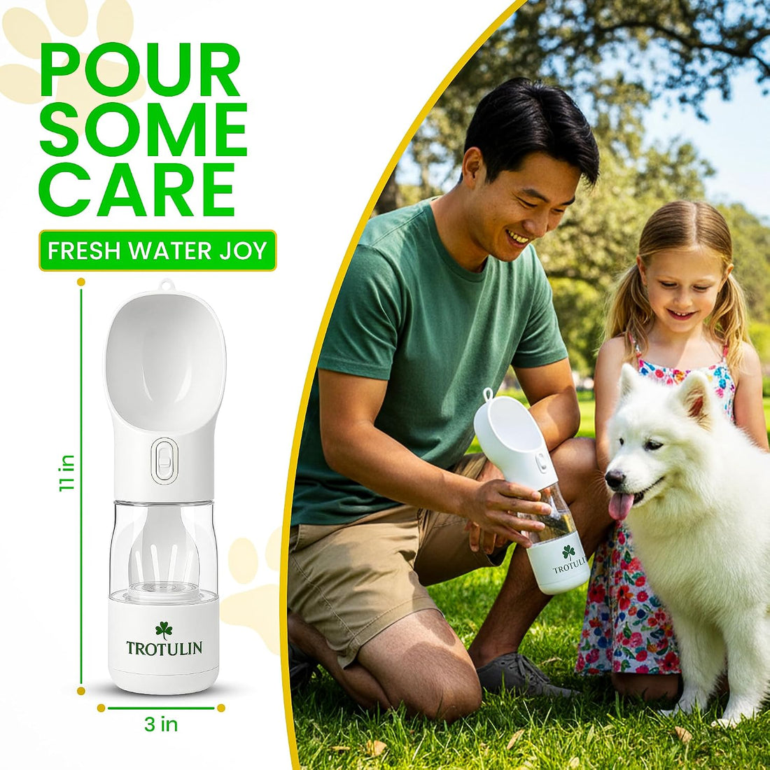 3-in-1 Portable Dog Water Bottle & Food Container,Leak Proof Pet