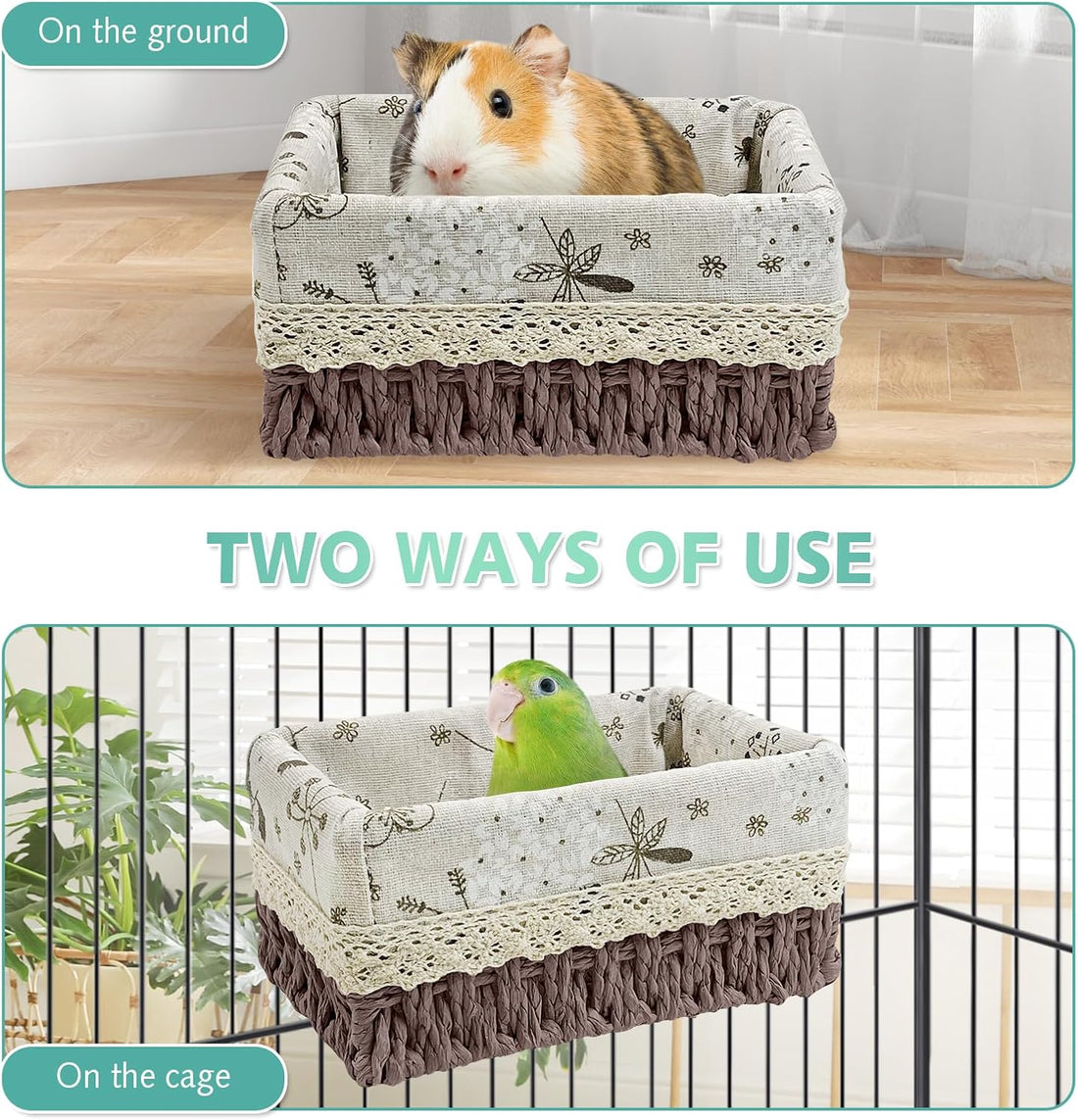 kathson Bird Nest Parrot House Birds Sleeping Bed Straw Weave All