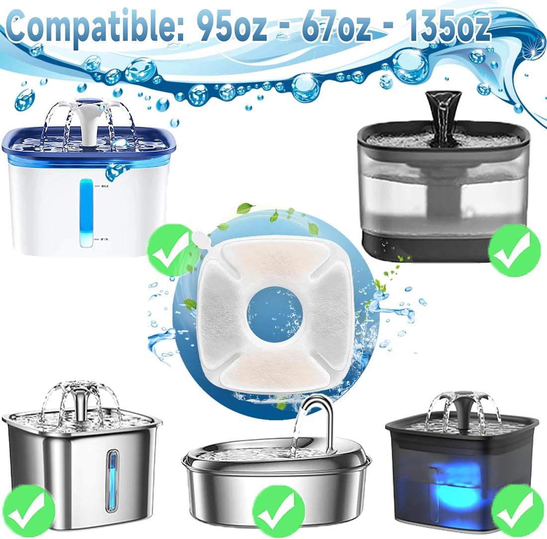 34 Pcs Cat Water Fountain Filters Replacement Compatible with VEKEN