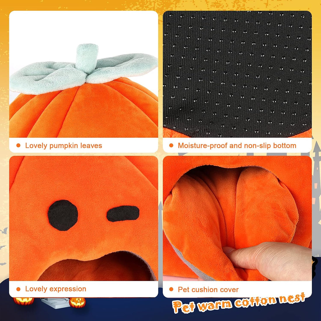 YUEPET Guinea Pig Bed, Warm Fleece Pumpkin Hideout