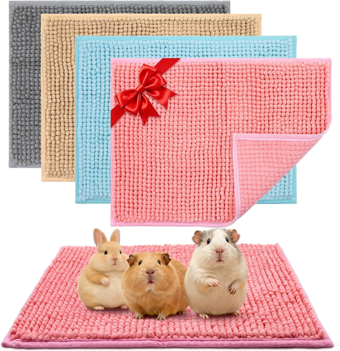 Guinea Pig Cage Liner, 4 PCS Washable Guinea Pig Bedding Fleece Mat