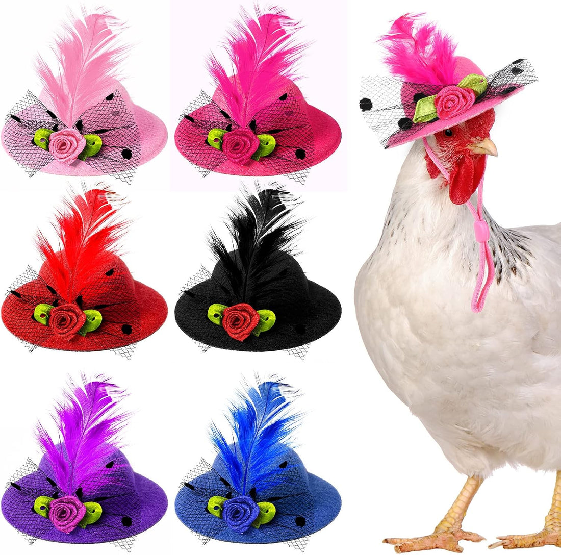 Weewooday 6 Pcs Chicken Hats for Hen Mini Chicken Helmet Accessories