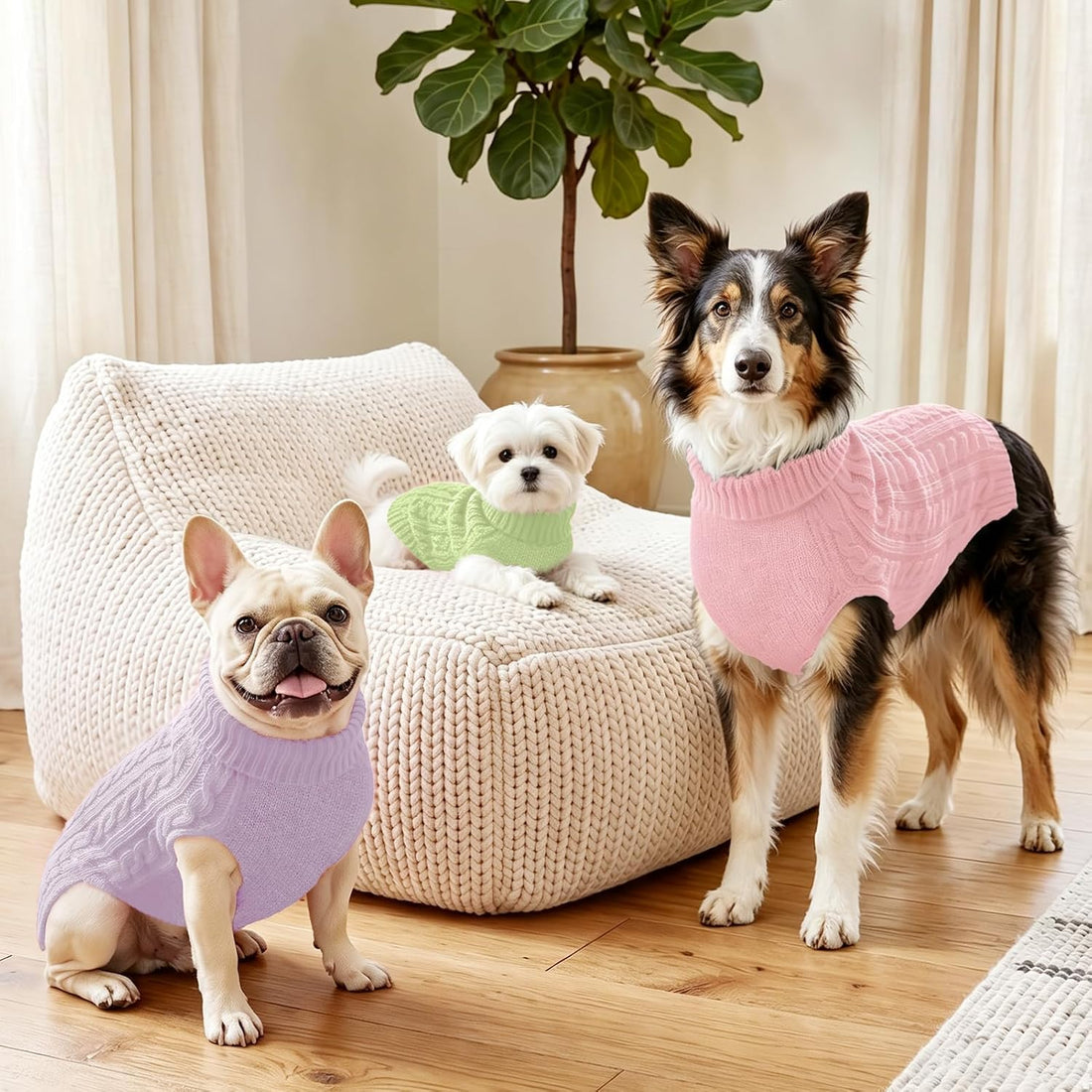 Dog Sweater 3 Pack for Small Dogs, S